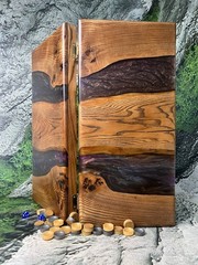 Handmade Wooden Backgammon Set Epoxy Resin River Luxury Board Game Unique Gift