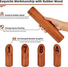 Wooden Throwing Game, 12 Numbered Block Toss Games Set with Scoreboard & Carryin