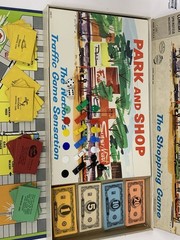 Vintage 1953 1960 Park And Shop Milton Bradley Board Shopping Game 4300 Complete