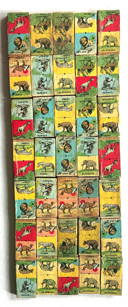 35 pc Antique ARK DOMINOES noah wilder mfg ? usa toy animal early 1900s