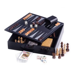 Bey-Berk Lacquered Wood Multi Game Set Includes Chess and Backgammon Wooded Game