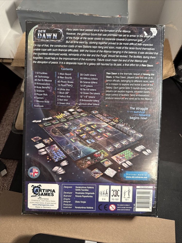 Rare New Dawn Board Game 2015 Artipia Games Stronghold Games Resealed used
