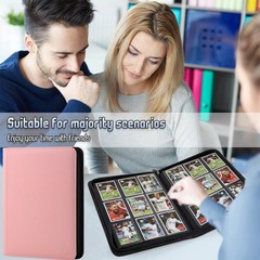 Arkeiliy Card Binder 9 Pocket, Double Sided Pockets 7.5 X 9.8 Inches, pink