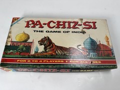 PACHISI Board Game Tiger Cover Classic Game of India Vtg PARCHEESI Complete