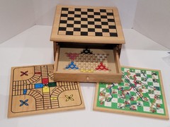 Board Game Set – 10 in 1 Tabletop Wood Game Center With Game Pieces