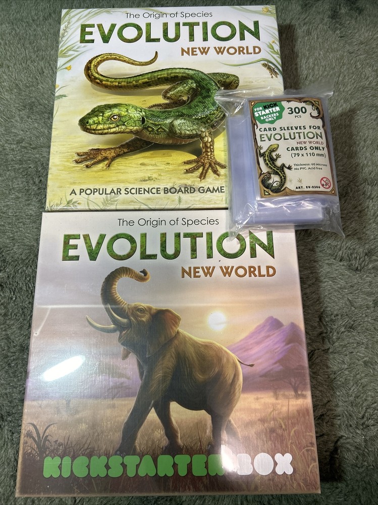 Evolution New World Board Game + Kickstarter Exclusive Box + Card Sleeves