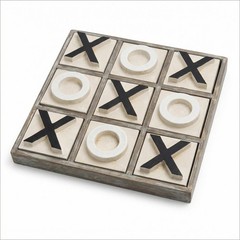 JEVERGN 12.6″ Large Wooden Tic Tac Toe Game, Rustic Coffee Table Game, Wood F…