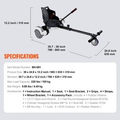 Universal Seat Hoverboard Converts Go Kart Attachment for Adults Kids Adjustable