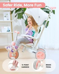 Toddler Tricycle 7-in-1 18 Months 5 Years Pink Baby Bike JMMD