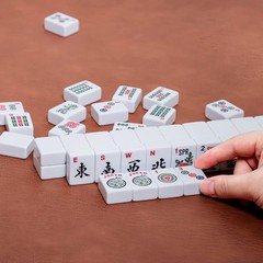166 American Mahjong Tiles with Elegant Red Carrying Bag & Pushers
