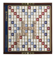 Deluxe Travel Scrabble Game Set | Compact Wooden Case, Hidden Storage, Magnetic