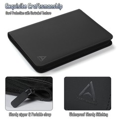 9 Pocket Card Binder – 540 Capacity with Zip 9 x 6.5 x 1 inches, Black