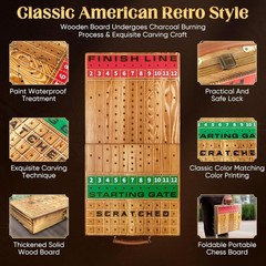 Horse Racing Game, Foldable Solid Wood Horse Games, Horse Race Board Game with 1