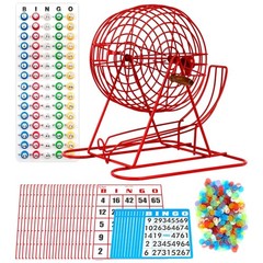 Classic Red Bingo Game Kit with 75 Balls & 18 Cards – Adults