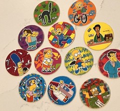 Rare Lot Of 12 Sabritos Mexico THE SIMPSONS Tazos Taso Pogs BART Marge Apu Lisa