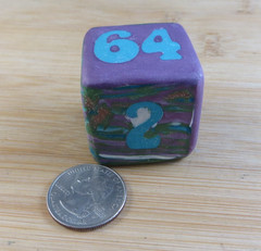 Jena’s Handmade Backgammon Doubling Cube Unique OAK Purple Blue Green #403