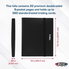 BCW Basics Folio 9-Pocket Card Album – Black | Archival 12×12 inches,