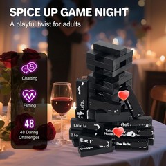 48 Blocks Adult Naughty Games, Tumble Tower Couples Game for Adults, Sexy