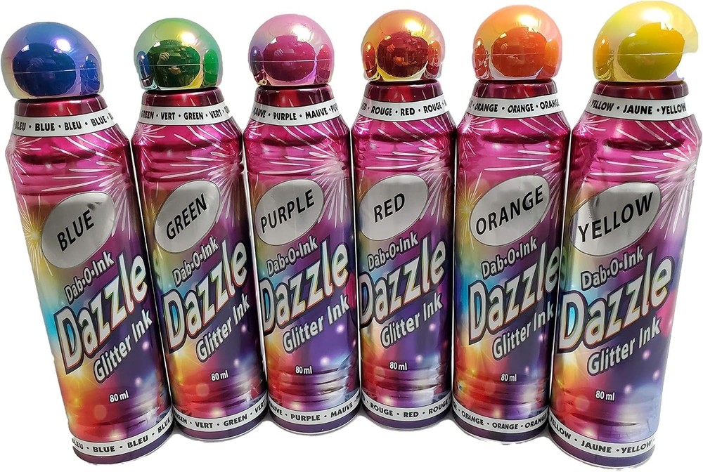 Glitter Bingo Daubers 6-Pack in Mixed Colors – Vibrant Ink for Fun Games