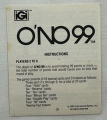 1980 ONO 99 Card Game by Uno Complete in Great Condition FREE SHIPPING