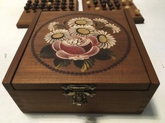 Vintage Elimination Puzzle Game Wooden Box Pegs Atelier Arlette Germany Floral
