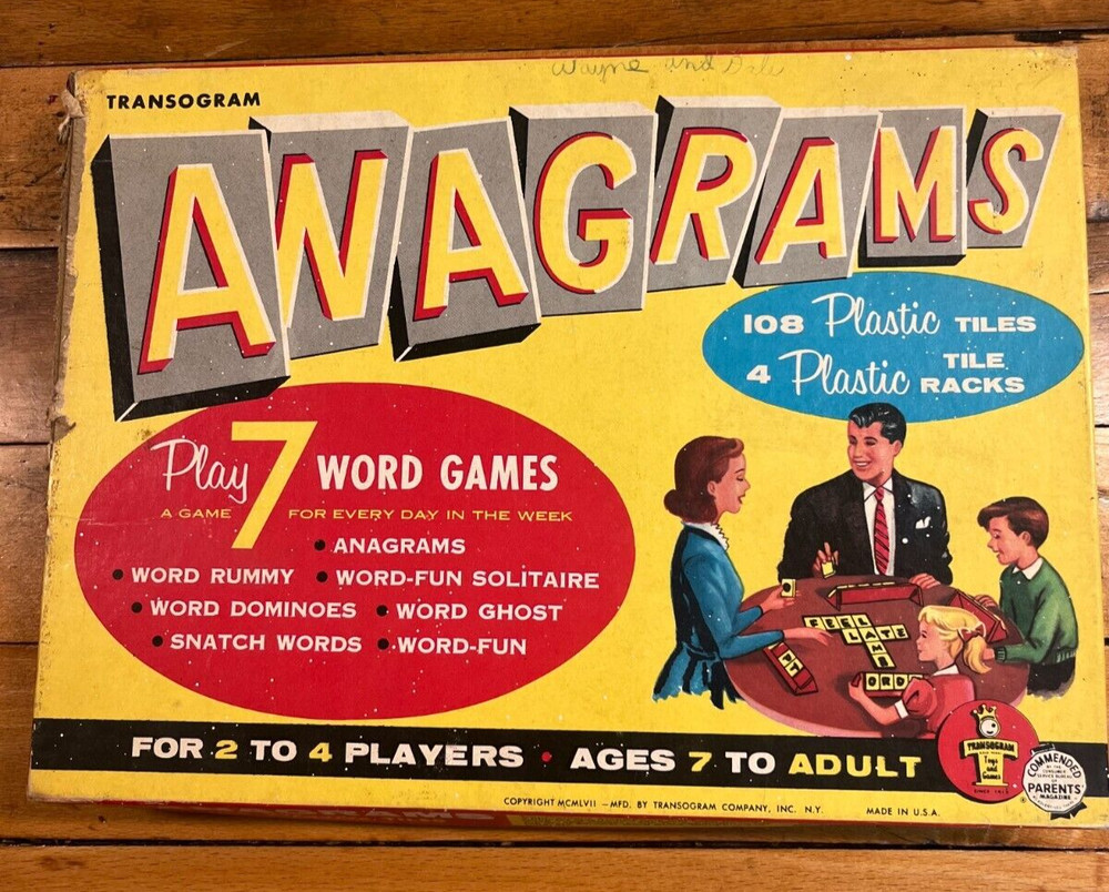 Vintage Transogram 1957 ANAGRAMS 7 Word Games With Instruction Missing Pieces