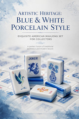 US Stock American Mahjong Tiles 160 Blue and White Porcelain Mahjong Set