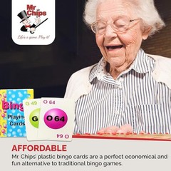 Mr Chips Durable Bingo Cards Set – 75 Reusable Plastic-Coated for Any Game Night