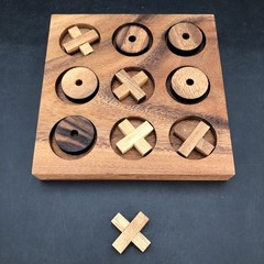Handmade Wooden Tic Tac Toe Game Wood X O & 5.5 inch Board