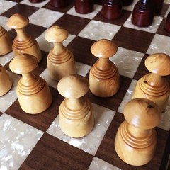 Handmade Boxwood Wooden Game Of Checkers/Draughts Pieces 50mm/1.9″