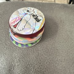 Set of 6 Pogs and 1 Slammer, Coca-Cola Theme Multicolor Assorted Designs
