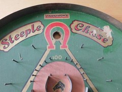 1934 Lindstrom Steeplechase Bagatelle Horse Race Game Wooden Pinboard