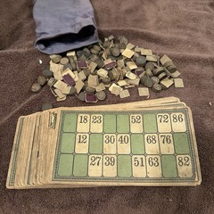 Antique American-Euro Lotto Bingo Game, Wooden Numbers 22 Game Boards READ MORE