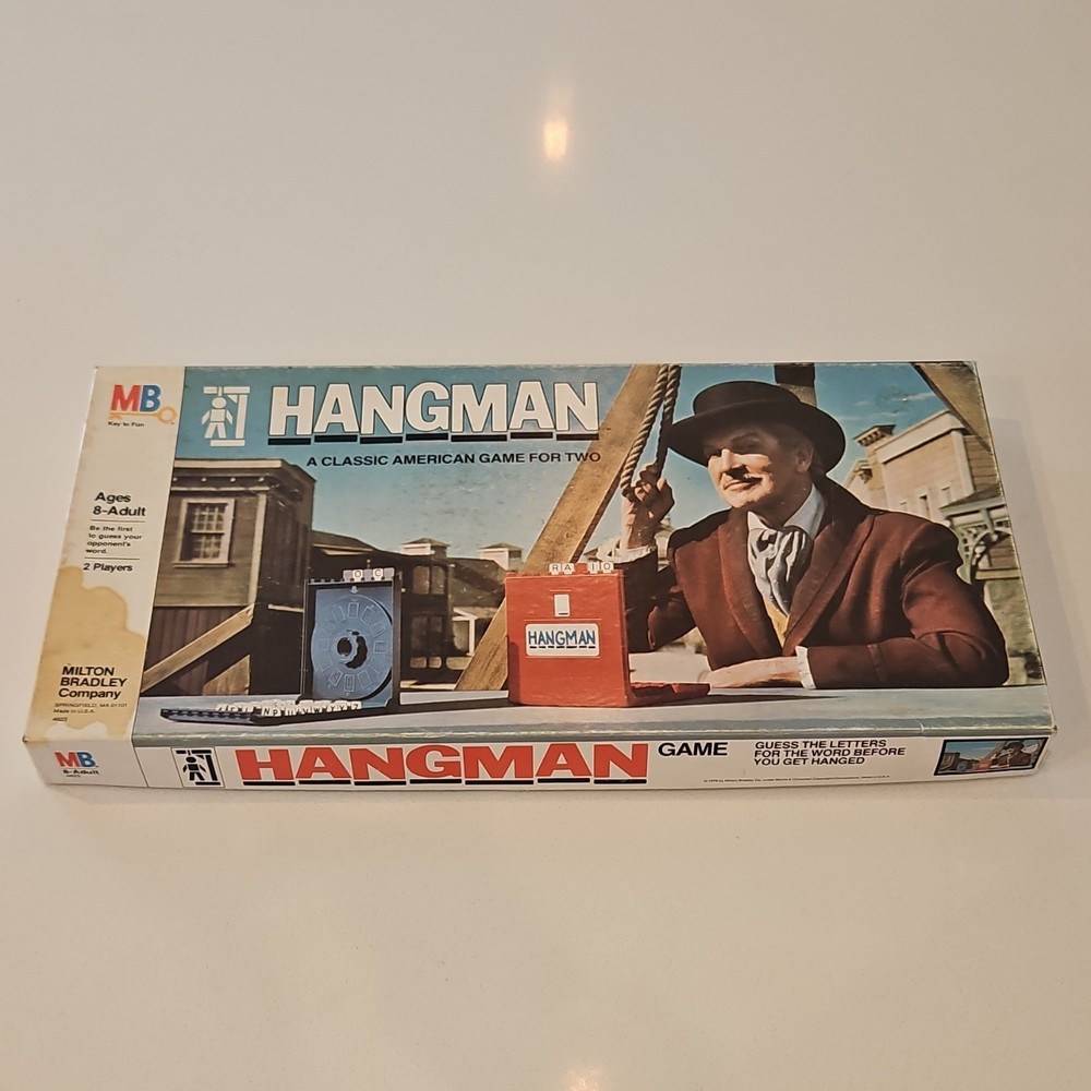 1976 Milton Bradley Hangman Vintage Word Game Strategy 2 Players 8-Adult