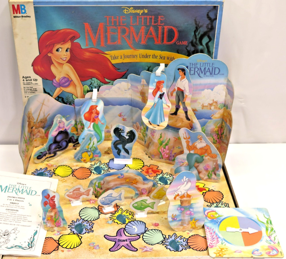 1992 Milton Bradley Disney’s The little Mermaid 3-D Board Game Complete