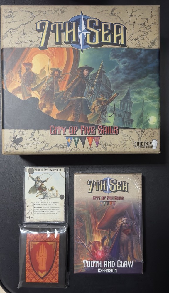 7th Sea City Of Five Sails Card Game With Tooth And Claw Approach Sleeves Promos