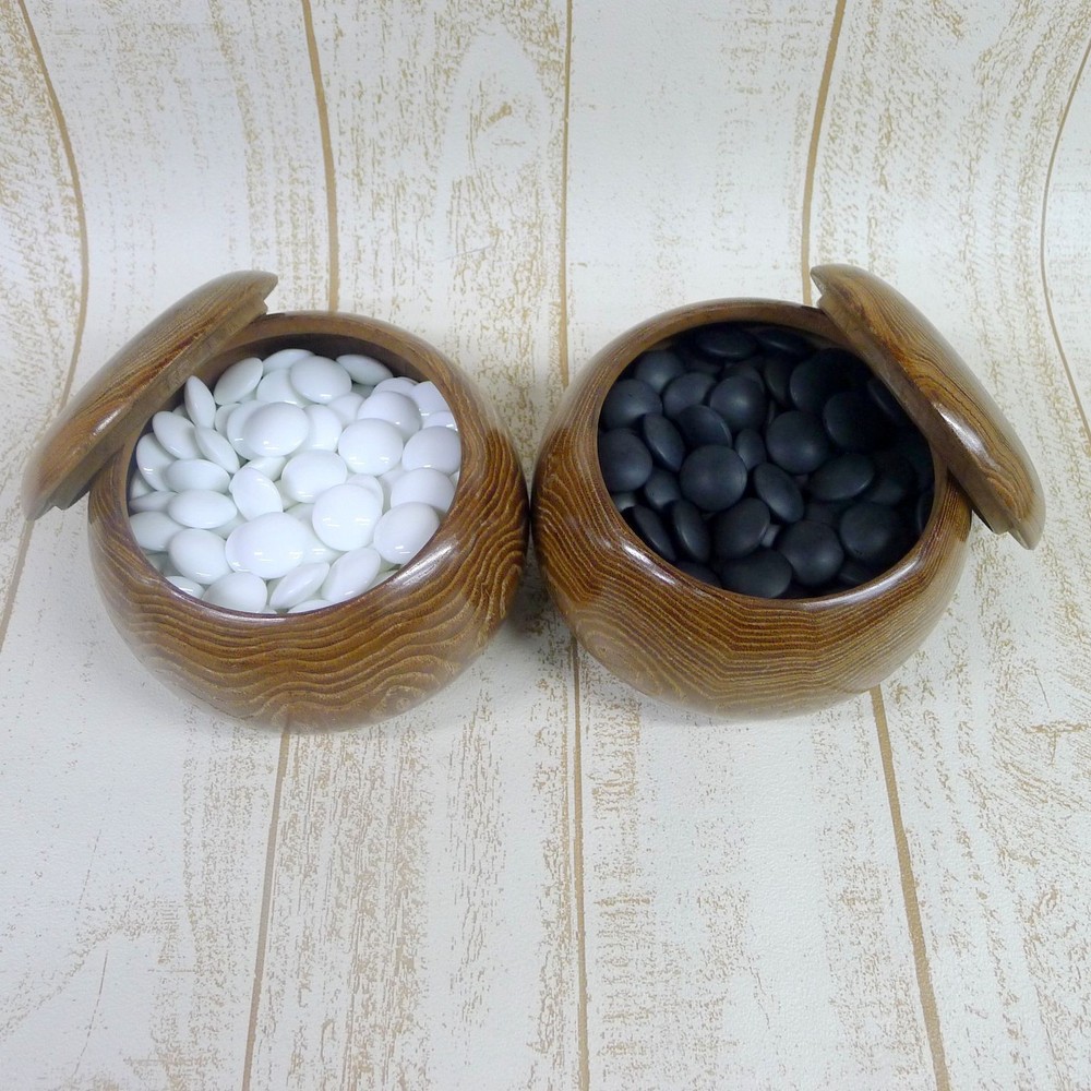 Japanese Go Stones White 180 Black 180 & Go Bowls for IGO Game Vintage Japan