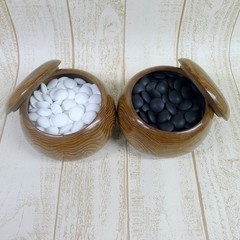 Japanese Go Stones White 180 Black 180 & Go Bowls for IGO Game Vintage Japan