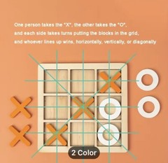 Wooden Board Tic TAC Toe Game XO Table Toy Educational for Adult Kids