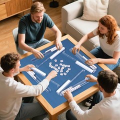 Mahjong Racks with Pushers, 4PCS Mahjong All-in-One Tile Rack and Pusher, Cle…