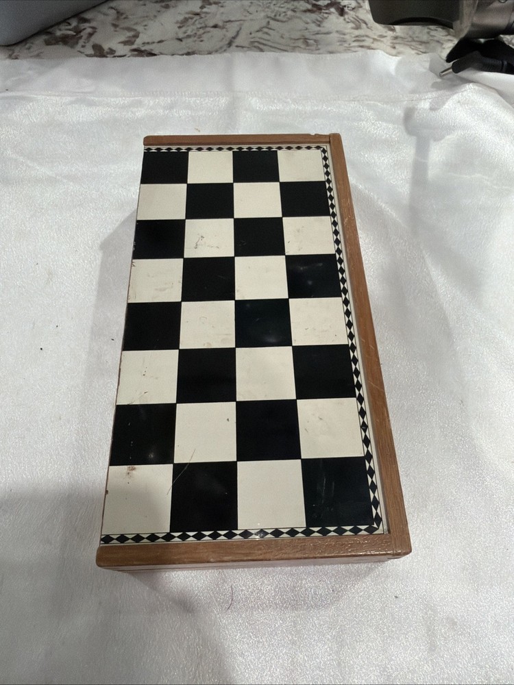Vintage Miniature Checkers & Chess Game 10 X 10 in TRAVEL CASE Made in JAPAN