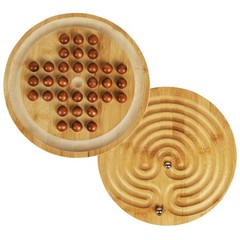 TOWO 2-in-1 Solitaire Labyrinth Board Game, Marble Maze Balancing Toy