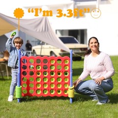 Jumbo 4 in a Row Game – Giant Connect 4 Set, Adjustable Height 2.5-3.5 FT, Indoo