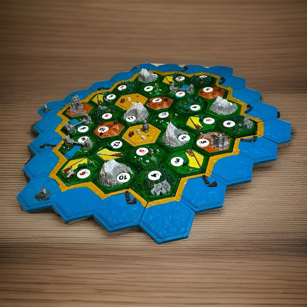 3D Printed & Hand-Painted Magnetic 5-6 Player Catan Board Game Set