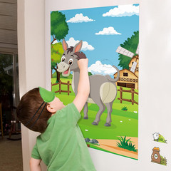 Pin The Tail On The Donkey Party Game with 48 Pcs Tails Large Farm Donkey Games
