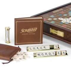 Scrabble Luxury Edition with Rotating Wooden Game Board by Winning Solutions New
