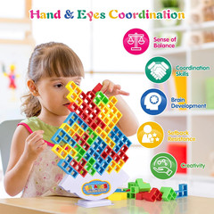 64Pcs Tetra Tower Game, Family Board for 2 Players Family Games, Christmas Stock