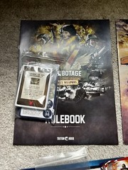 Various V Sabotage Board Game Cards, Pieces, Books