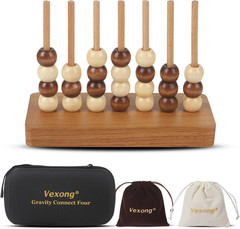 4 in a Row Game Wooden – 4 Connect in a Row Classic Strategy Game for Adults