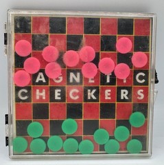 Vintage Magnetic Checkers Travel Game – Complete Compact Set